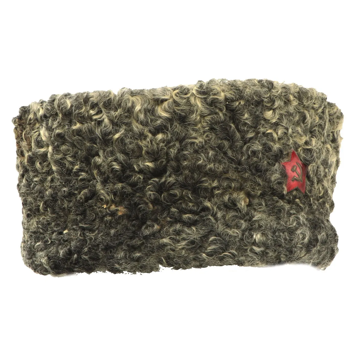 Original Soviet Russian WWII Officers Papakha Astrakhan Wool Hat with Intact Badge