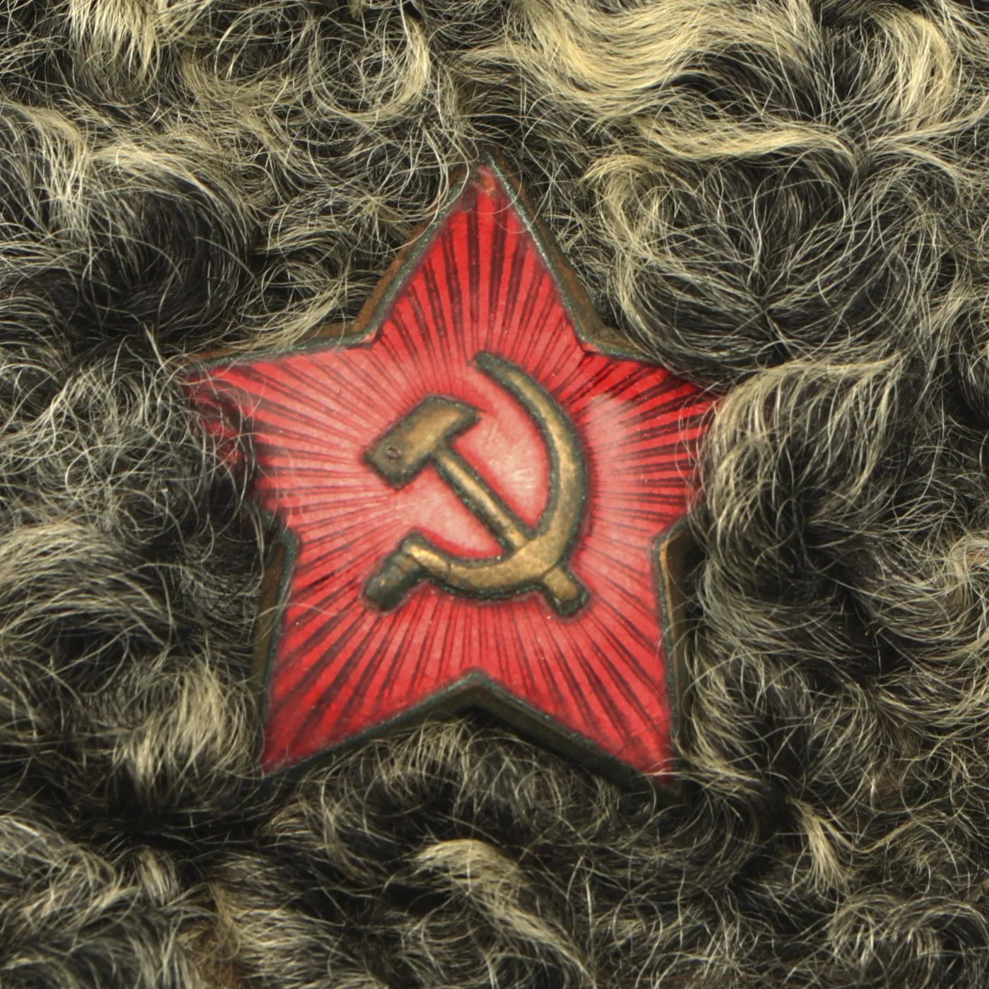 Original Soviet Russian WWII Officers Papakha Astrakhan Wool Hat with Intact Badge