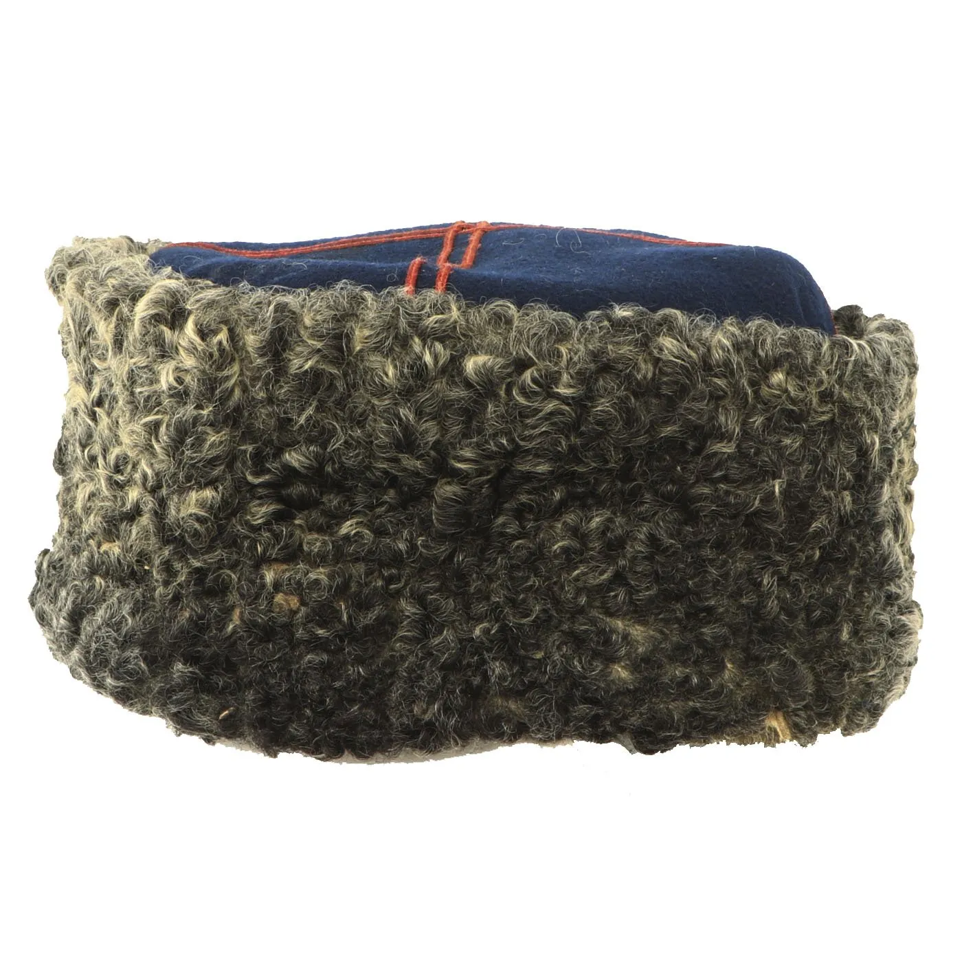 Original Soviet Russian WWII Officers Papakha Astrakhan Wool Hat with Intact Badge