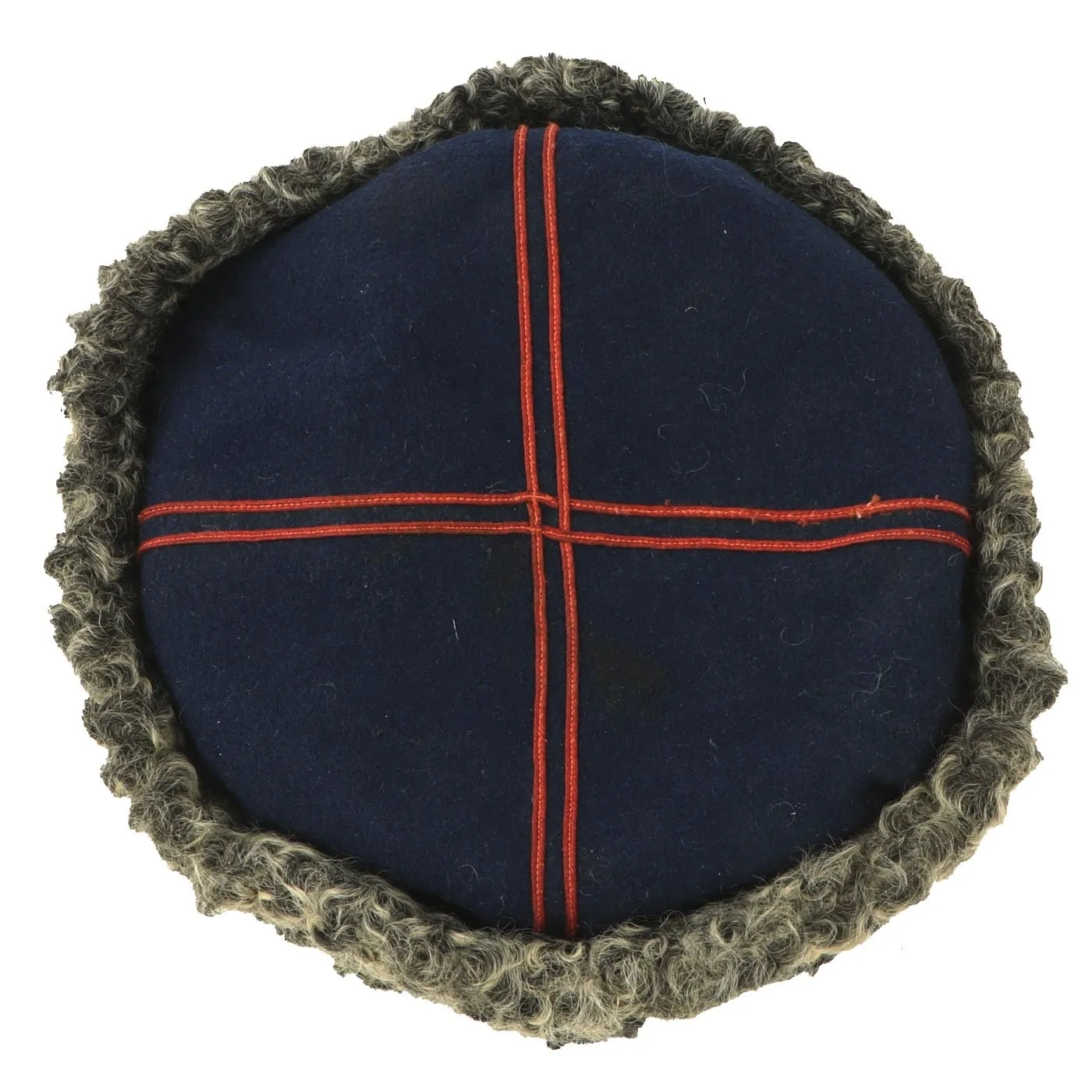 Original Soviet Russian WWII Officers Papakha Astrakhan Wool Hat with Intact Badge