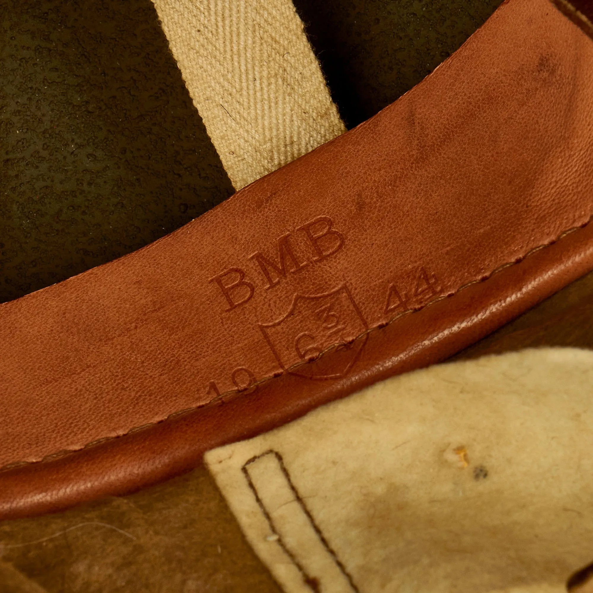 Original WWII British 1944 Dated MkI Dispatch Rider Helmet by Briggs Motor Bodies Ltd. in Unissued Condition