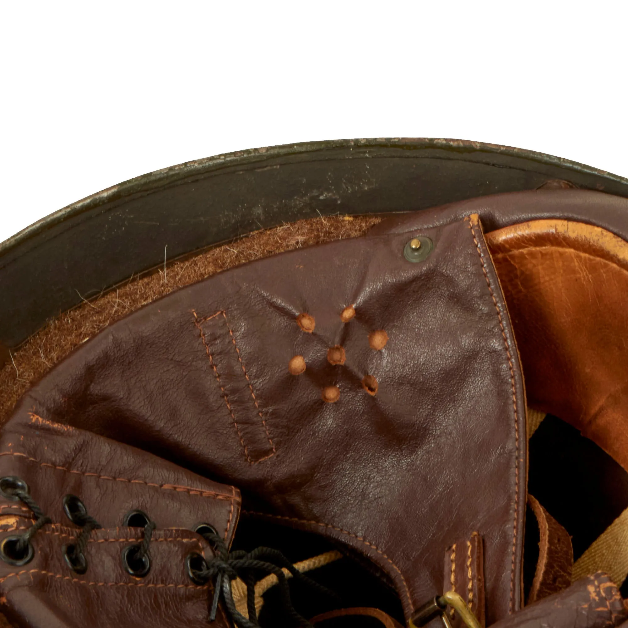Original WWII British 1945 Dated MkI Dispatch Rider Helmet by Briggs Motor Bodies Ltd. - Size 7