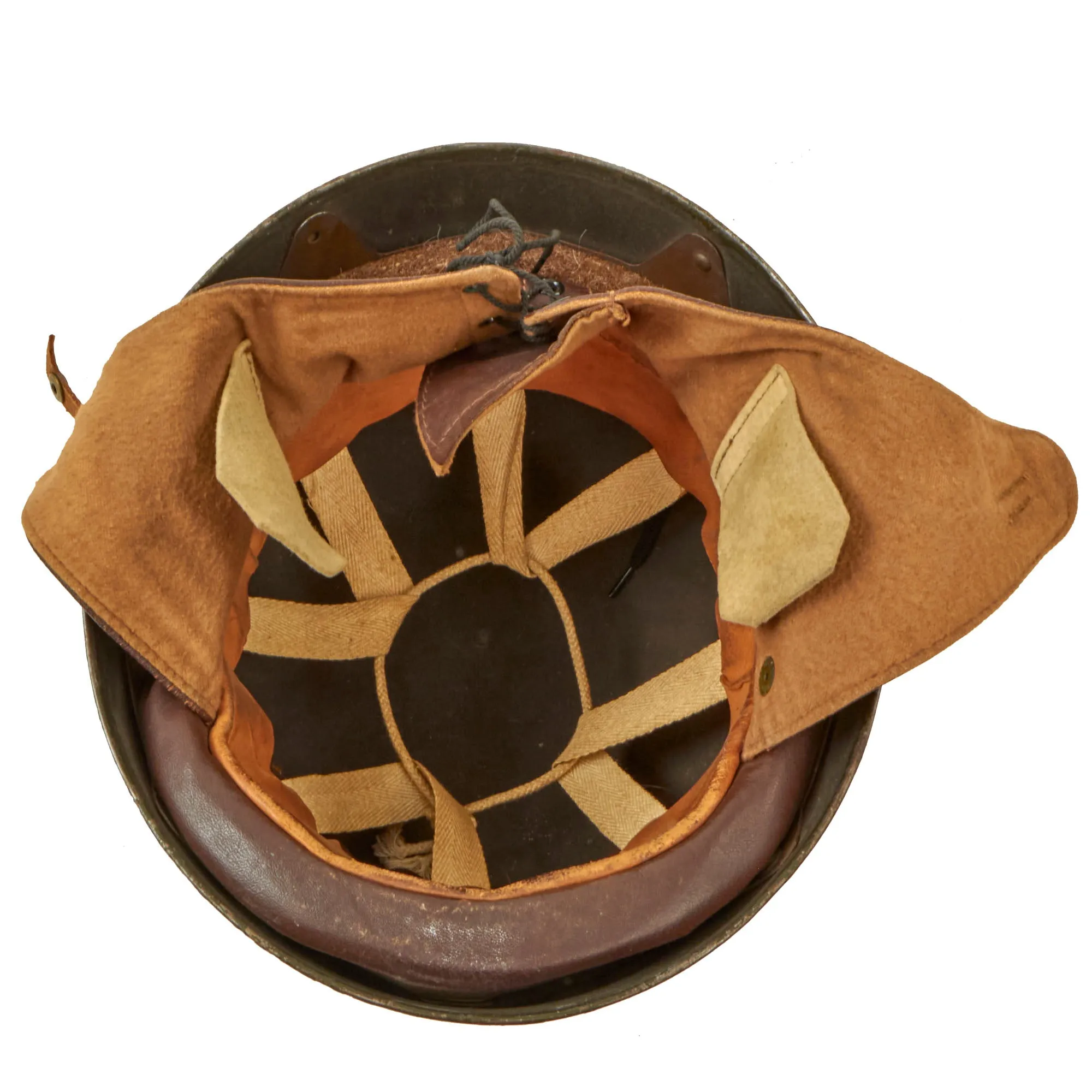 Original WWII British 1945 Dated MkI Dispatch Rider Helmet by Briggs Motor Bodies Ltd. - Size 7