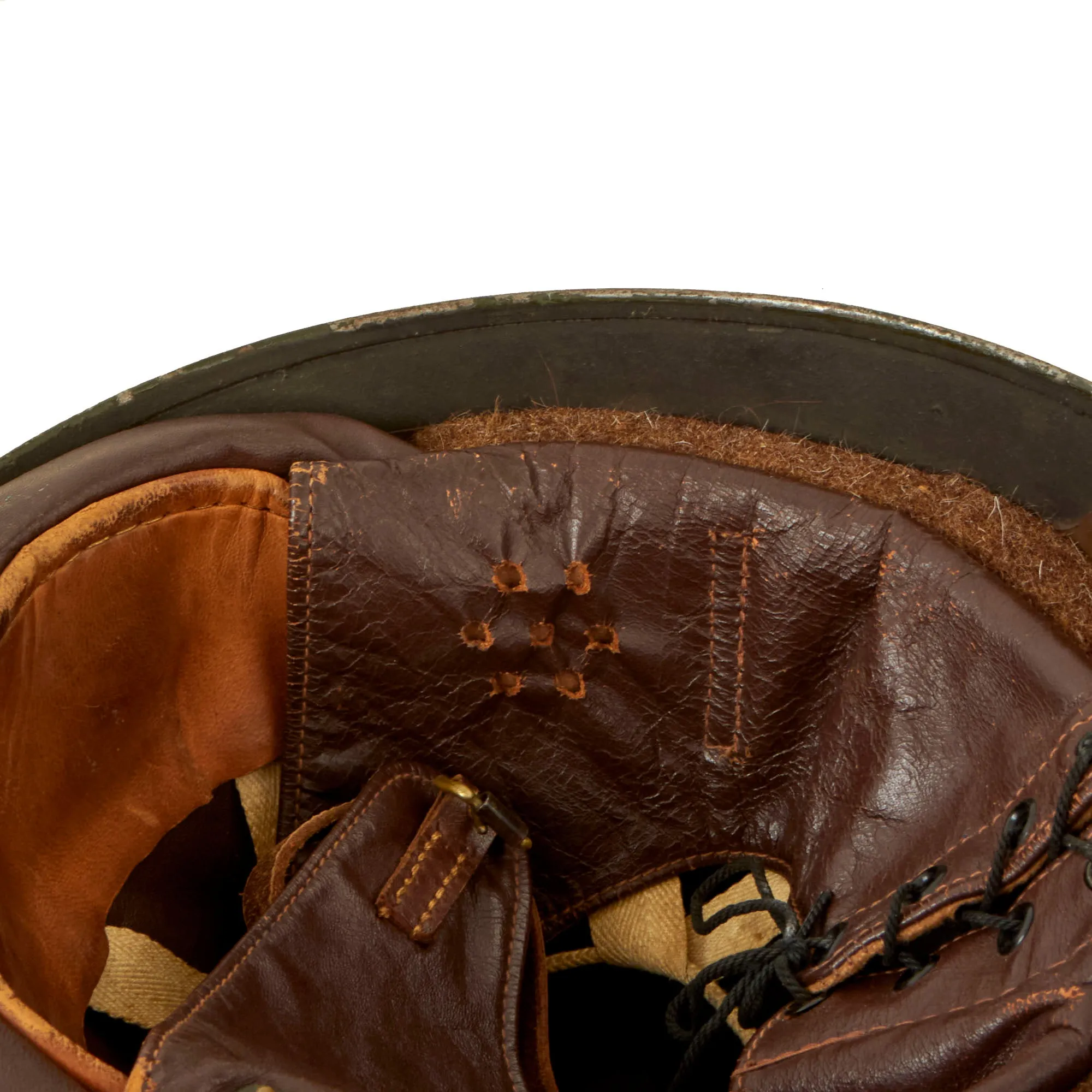 Original WWII British 1945 Dated MkI Dispatch Rider Helmet by Briggs Motor Bodies Ltd. - Size 7