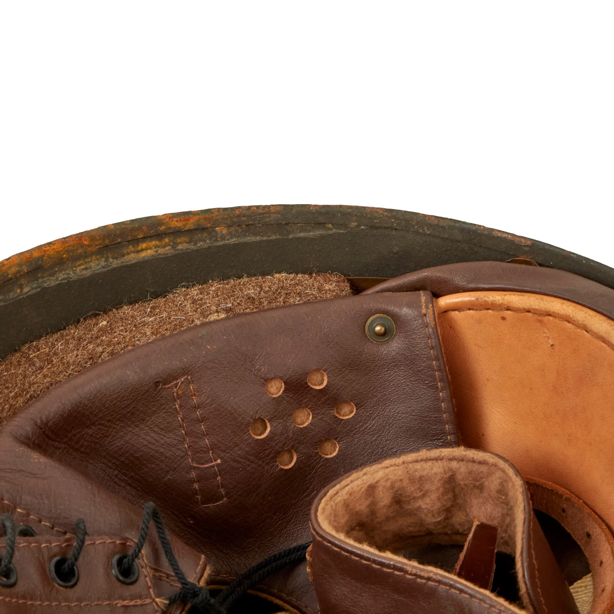 Original WWII British 1945 Dated MkI Dispatch Rider Helmet by Briggs Motor Bodies Ltd.