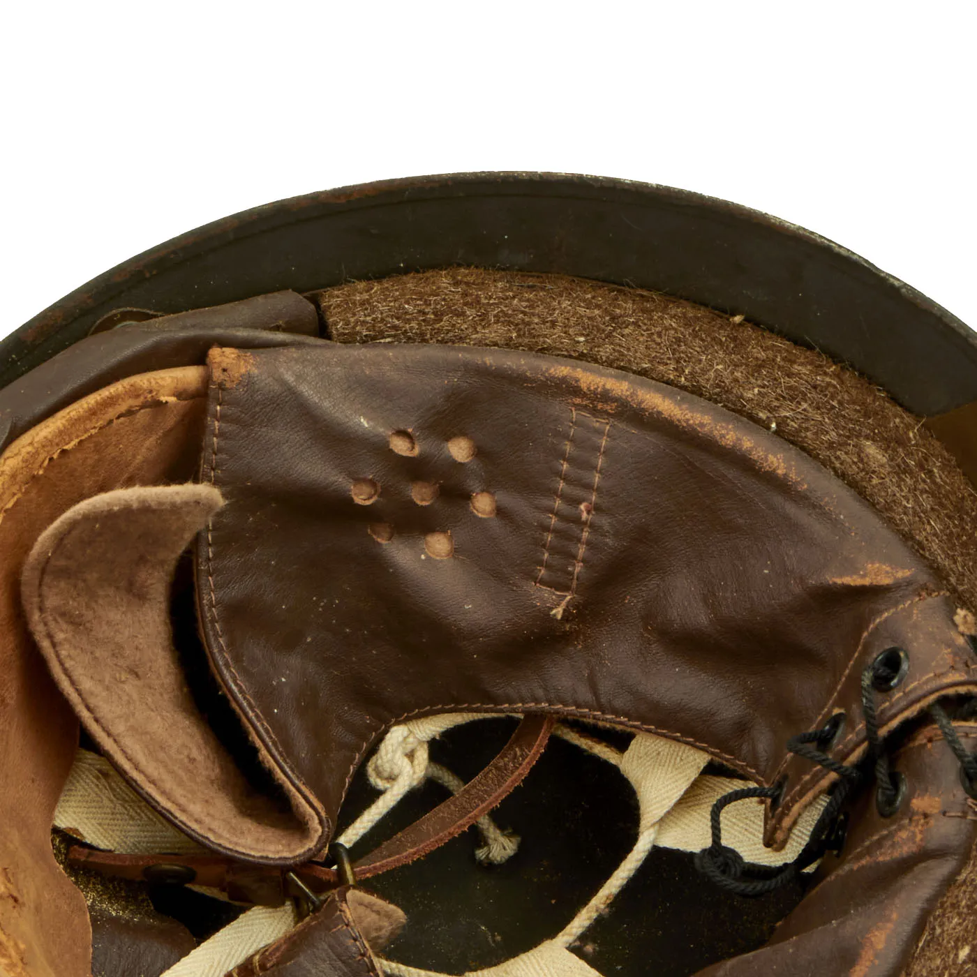 Original WWII British 1945 Dated MkI Dispatch Rider Helmet by Briggs Motor Bodies with Goggles