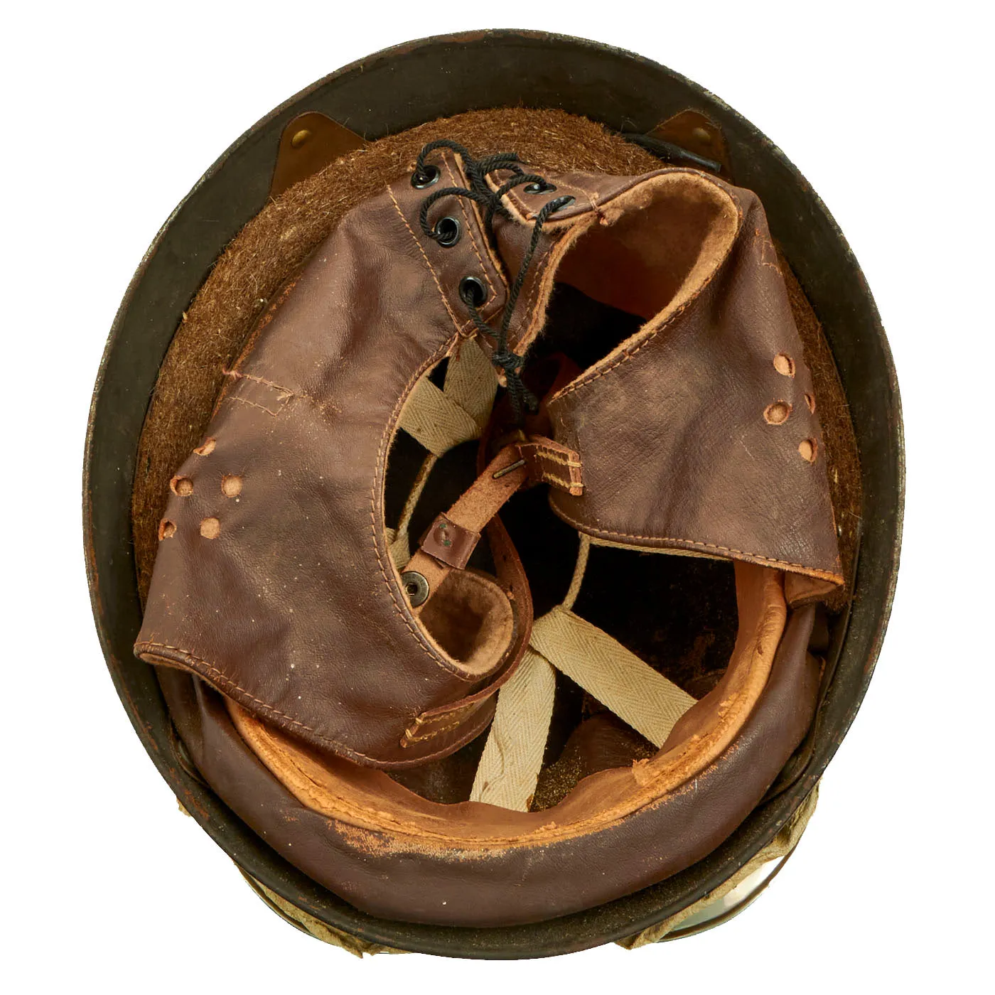 Original WWII British 1945 Dated MkI Dispatch Rider Helmet by Briggs Motor Bodies with Goggles