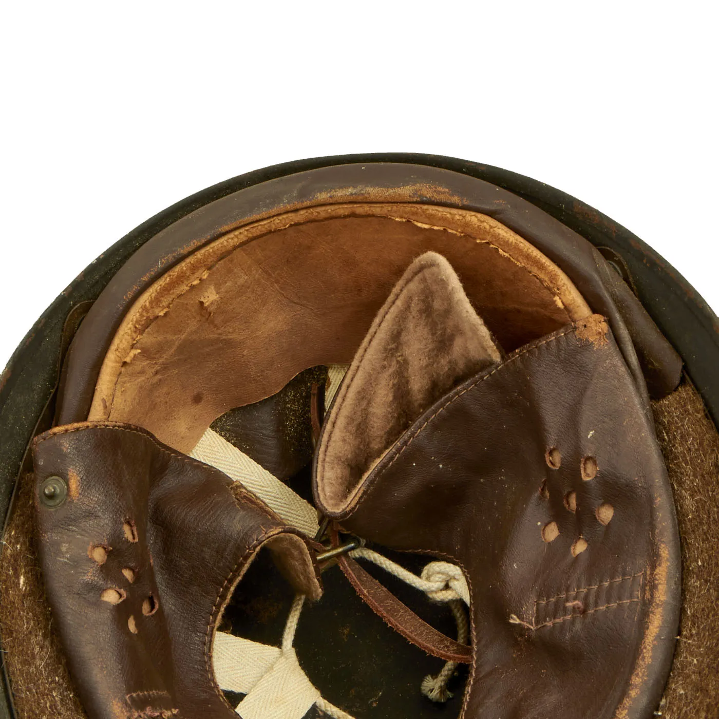 Original WWII British 1945 Dated MkI Dispatch Rider Helmet by Briggs Motor Bodies with Goggles