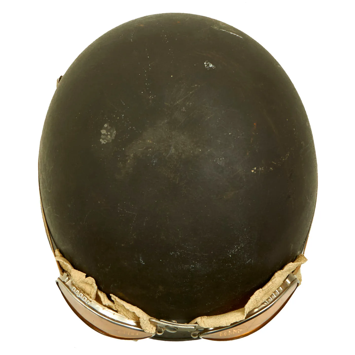 Original WWII British 1945 Dated MkI Dispatch Rider Helmet by Briggs Motor Bodies with Goggles
