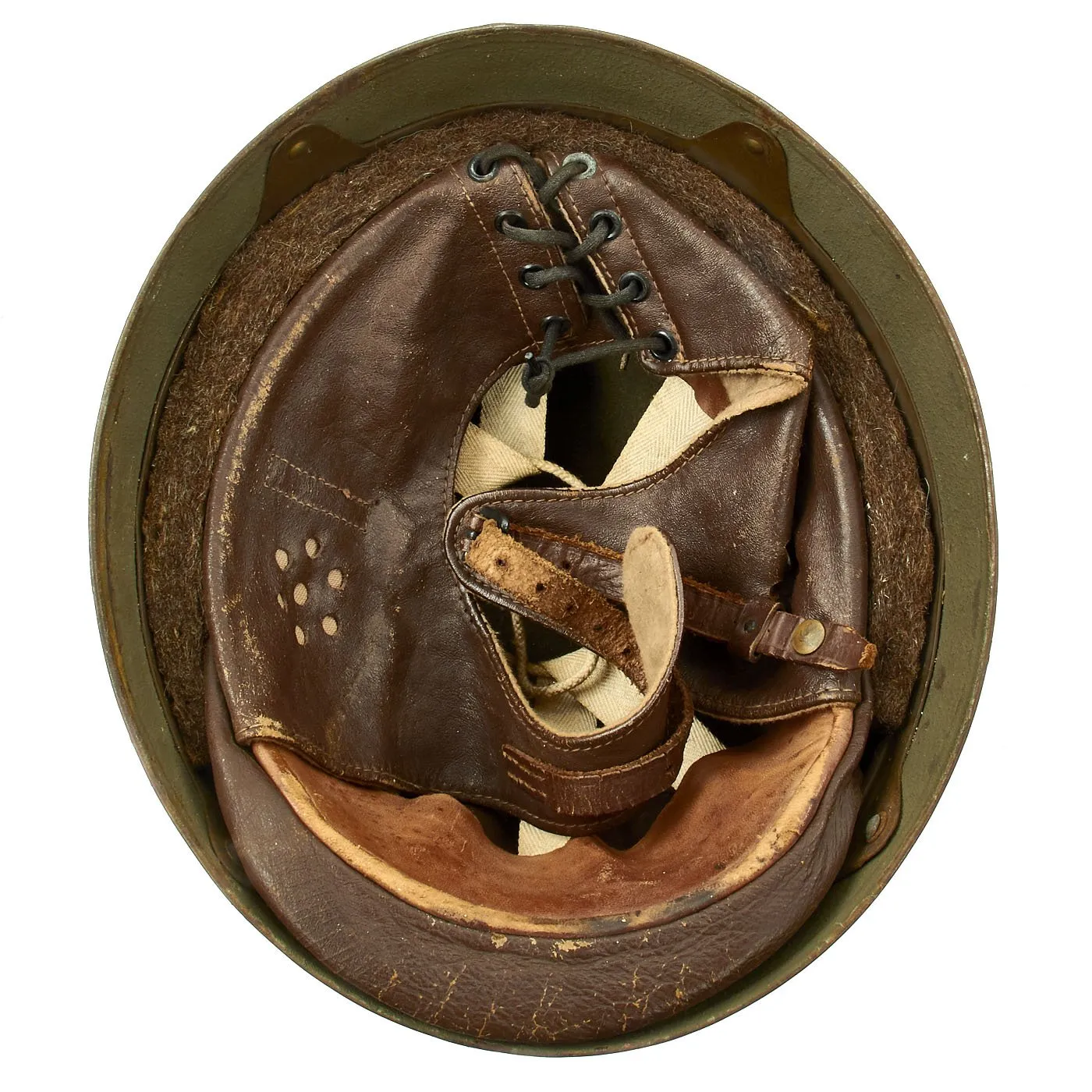 Original WWII British MkI Dispatch Rider Helmet by Briggs Motor Bodies in Size 7 1/2 -  dated 1942