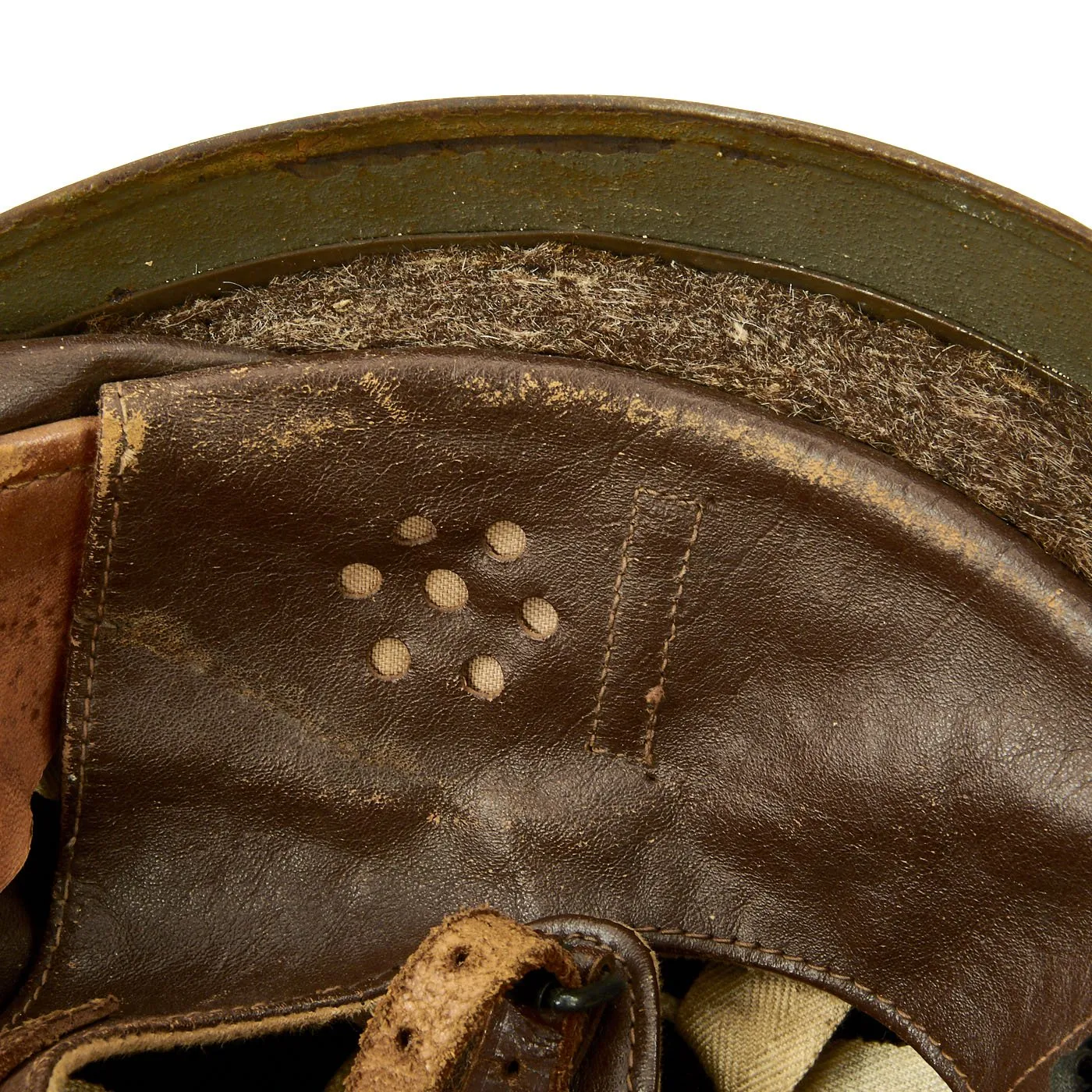 Original WWII British MkI Dispatch Rider Helmet by Briggs Motor Bodies in Size 7 1/2 -  dated 1942