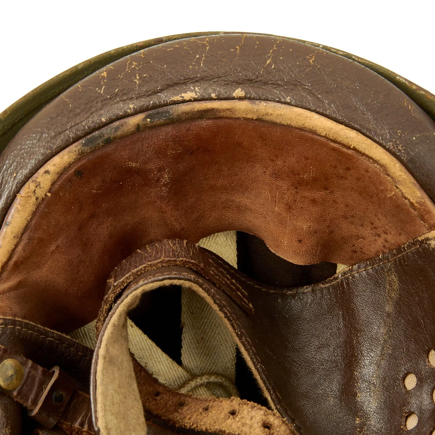 Original WWII British MkI Dispatch Rider Helmet by Briggs Motor Bodies in Size 7 1/2 -  dated 1942