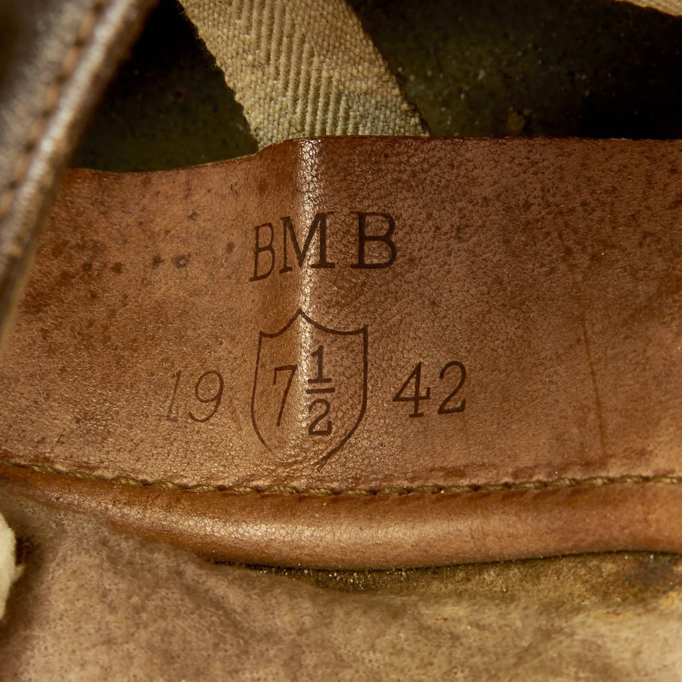 Original WWII British MkI Dispatch Rider Helmet by Briggs Motor Bodies in Size 7 1/2 -  dated 1942