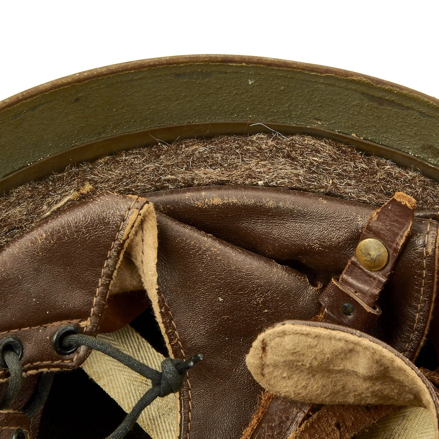 Original WWII British MkI Dispatch Rider Helmet by Briggs Motor Bodies in Size 7 1/2 -  dated 1942