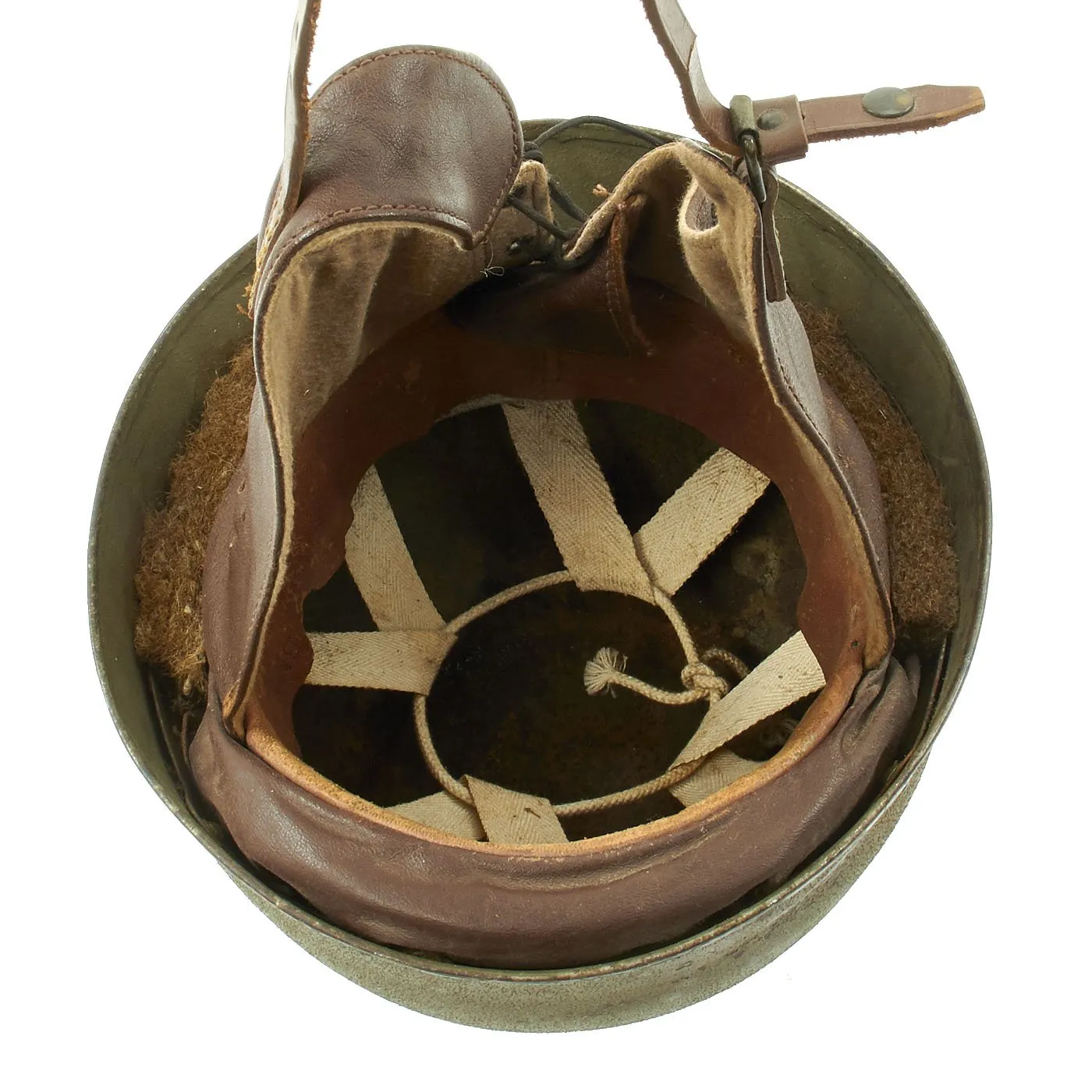 Original WWII British MkI Dispatch Rider Helmet by Briggs Motor Bodies in Size 7 - dated 1942