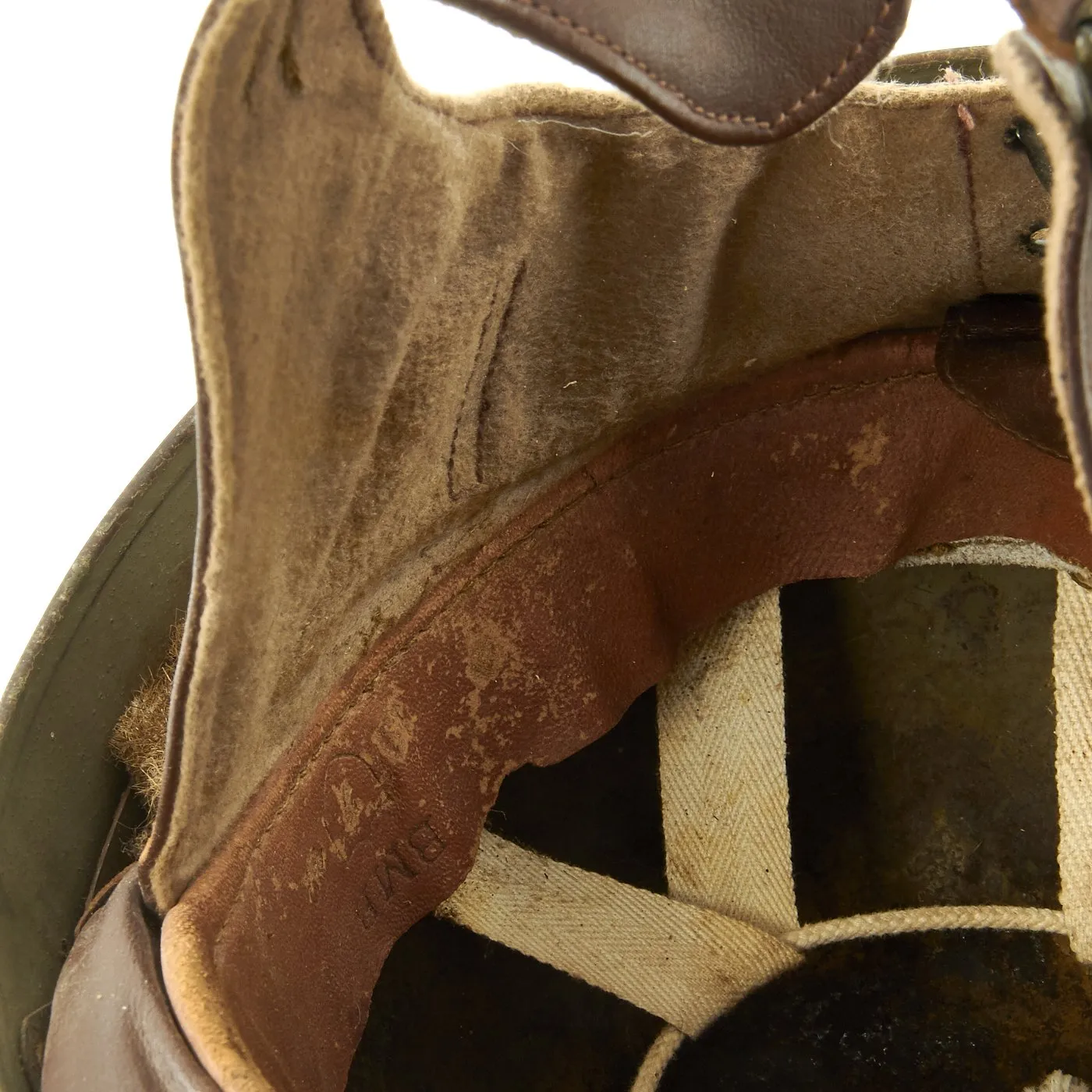 Original WWII British MkI Dispatch Rider Helmet by Briggs Motor Bodies in Size 7 - dated 1942