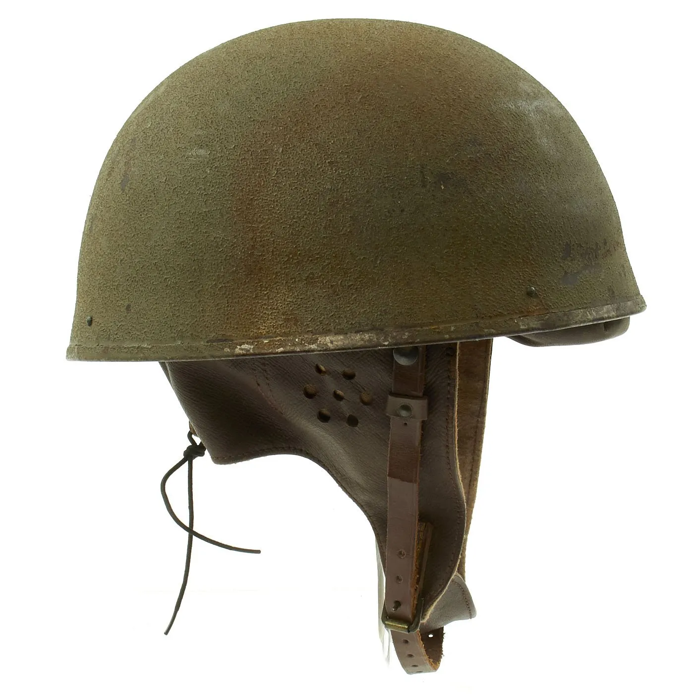 Original WWII British MkI Dispatch Rider Helmet by Briggs Motor Bodies in Size 7 - dated 1942