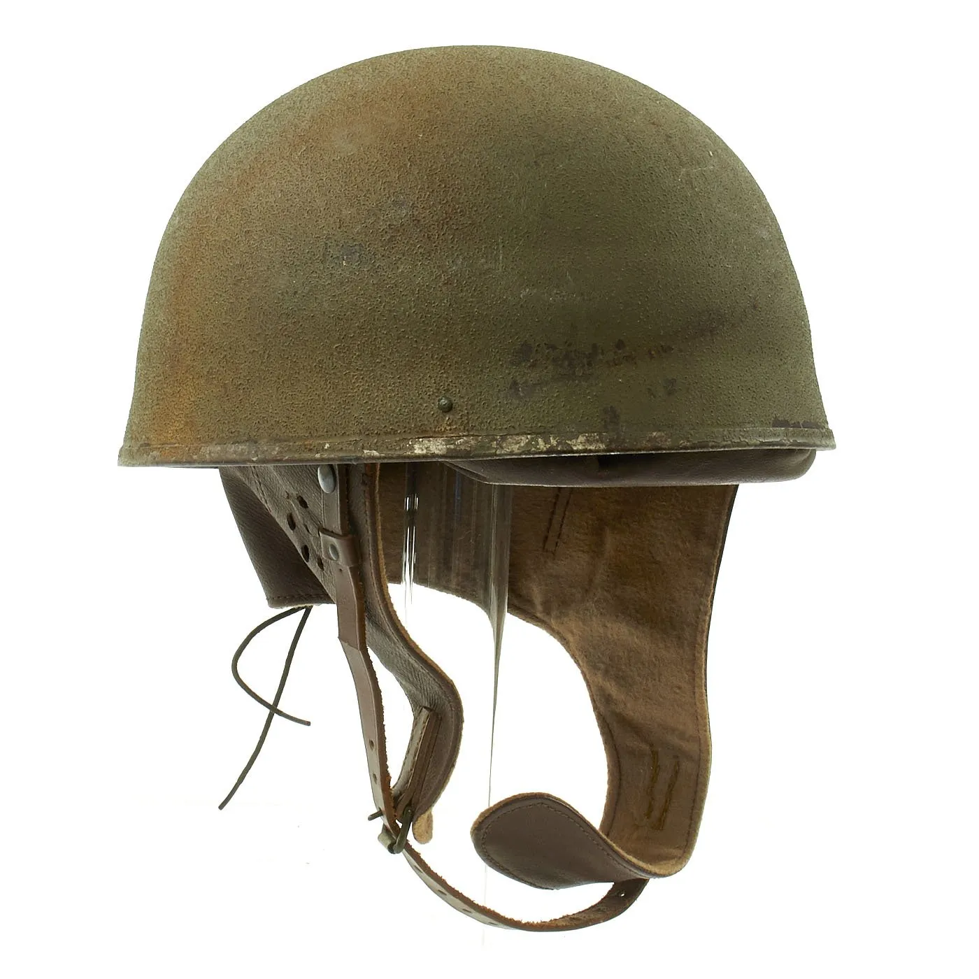 Original WWII British MkI Dispatch Rider Helmet by Briggs Motor Bodies in Size 7 - dated 1942