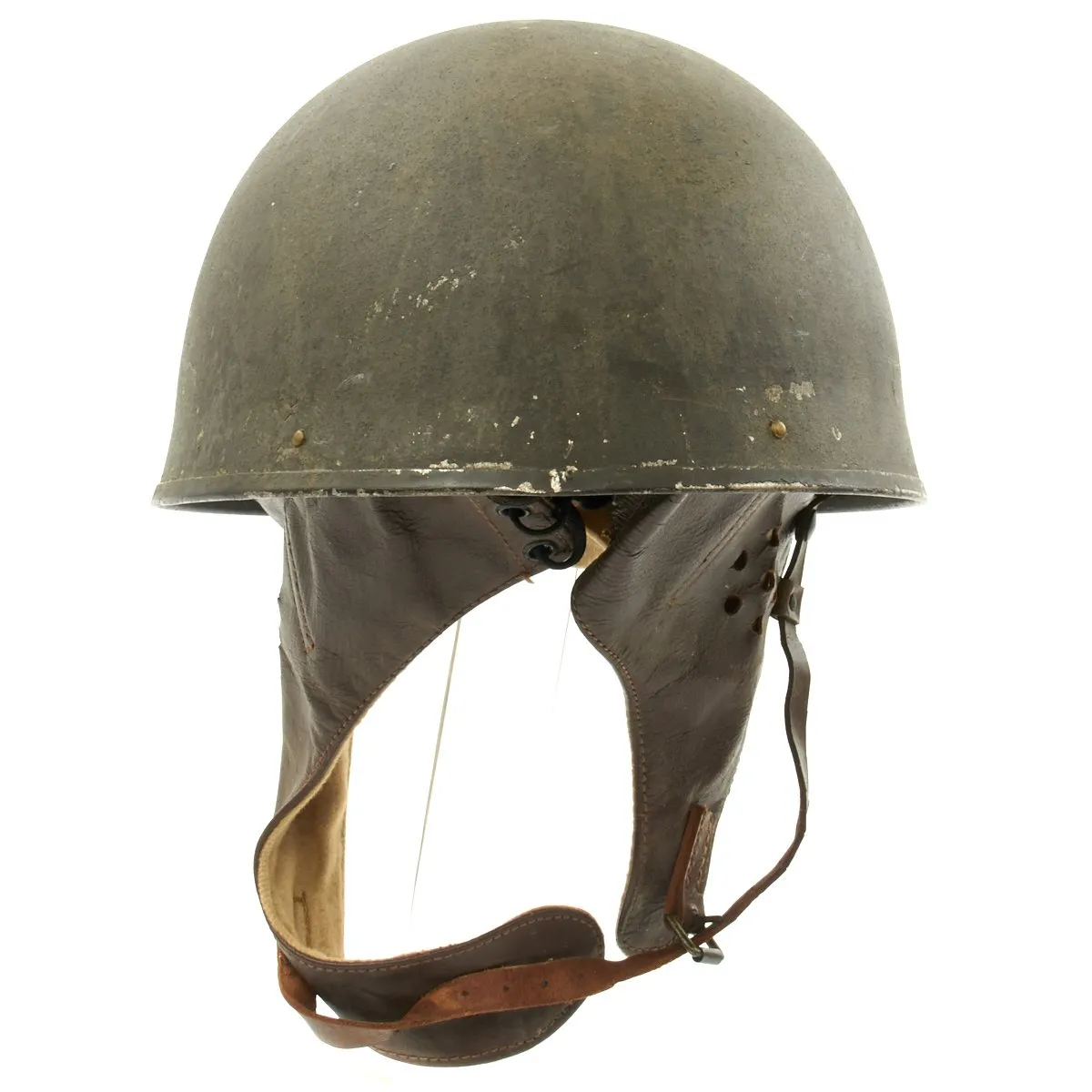Original WWII British MkI Dispatch Rider Helmet by Briggs Motor Bodies in Size 7 -  dated 1945