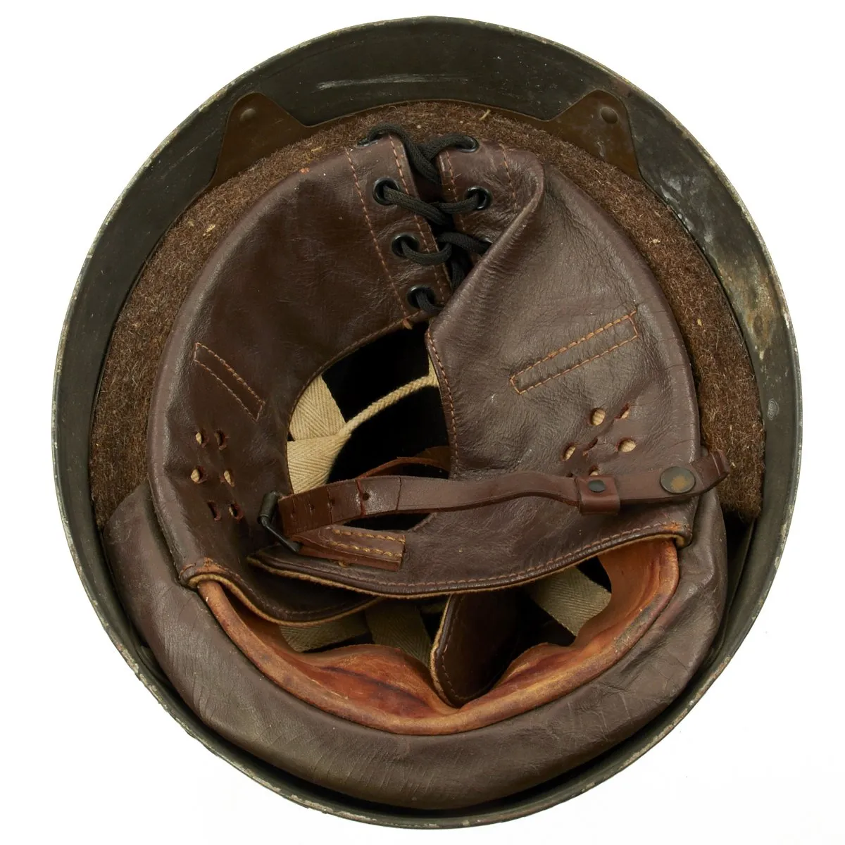 Original WWII British MkI Dispatch Rider Helmet by Briggs Motor Bodies in Size 7 -  dated 1945