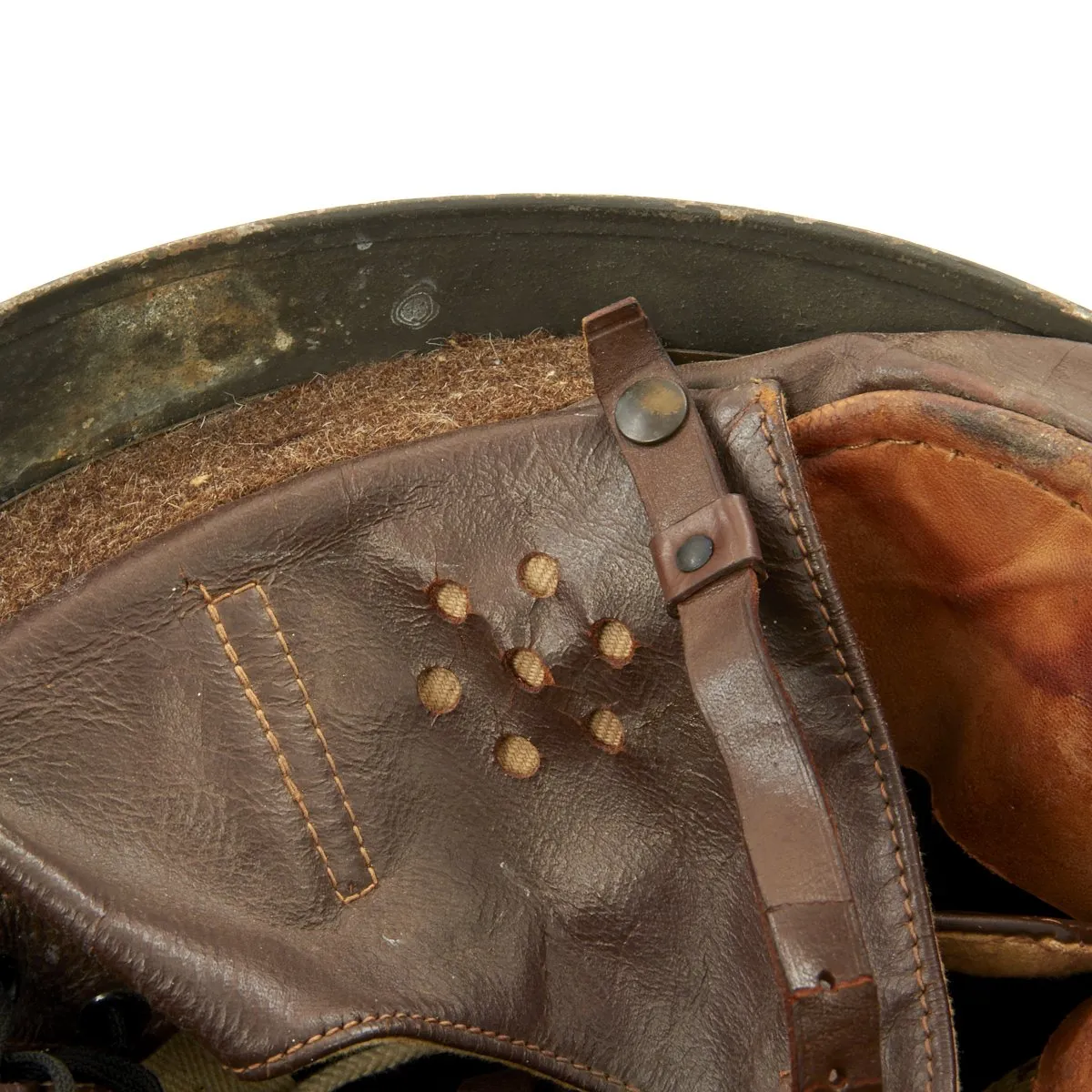 Original WWII British MkI Dispatch Rider Helmet by Briggs Motor Bodies in Size 7 -  dated 1945