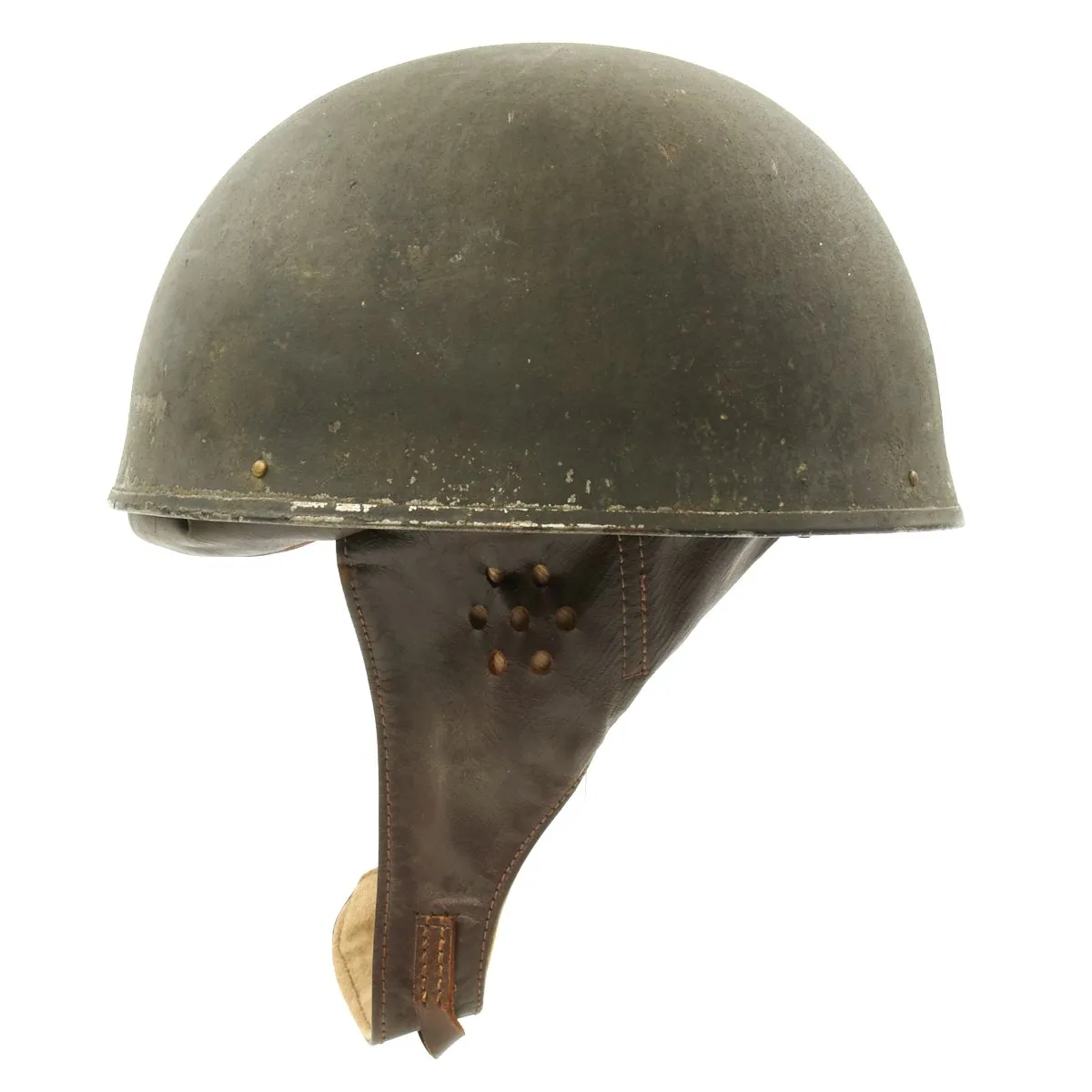 Original WWII British MkI Dispatch Rider Helmet by Briggs Motor Bodies in Size 7 -  dated 1945
