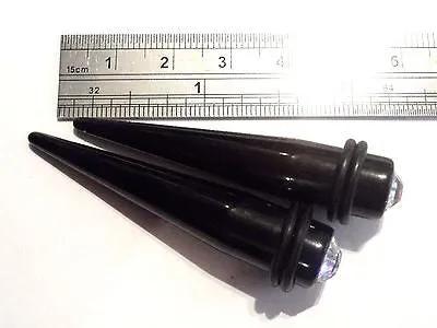 Pair 2 pieces Acrylic Crystal Straight Ear Lobe Stretchers Tapers 00 gauge 00g