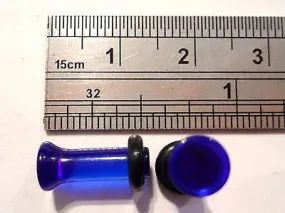 Pair 2 Pieces Acrylic Dark Blue Single Flare Ear Lobe Plugs 6 gauge 6g