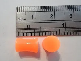 Pair 2 pieces Double Flare Acrylic Ear Lobe Plugs 2 gauge 2g Orange