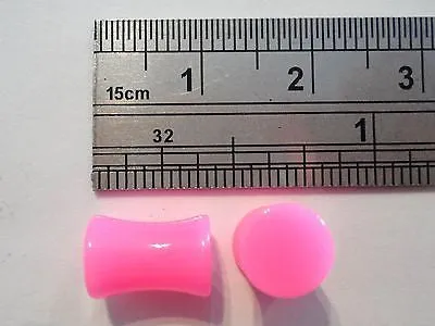 Pair 2 pieces Double Flare Acrylic Ear Lobe Plugs 2 gauge 2g Pink