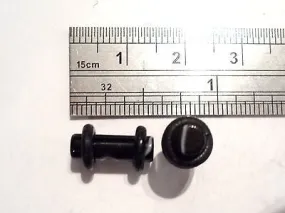 Pair BLACK Acrylic MARBLE Ear Lobe Plugs 6 GAUGE 6G