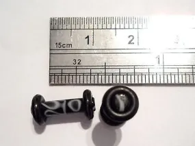 Pair BLACK Acrylic MARBLE Ear Lobe Plugs 8 GAUGE 8G