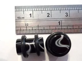 Pair BLACK Acrylic No Flare Ear Rings Plugs 0 gauge