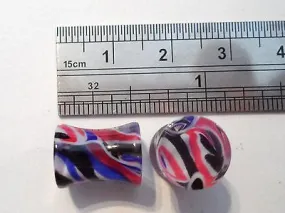 Pair COLORFUL Double Flare Ear Lobe Plugs 0 gauge 0g