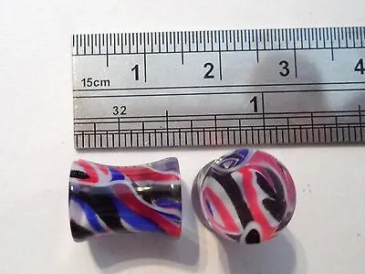Pair COLORFUL Double Flare Ear Lobe Plugs 0 gauge 0g