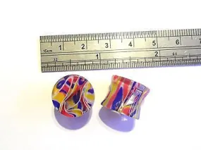 Pair COLORFUL Double Flare Ear Lobe Plugs 9/16 inch "