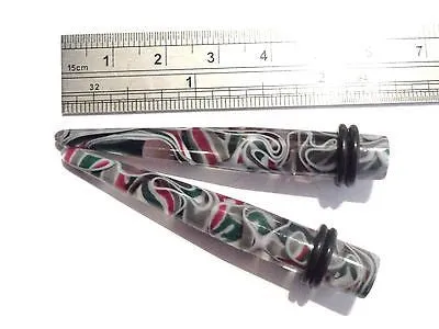 Pair Straight Stretchers Tapers Ear Lobe Gauges 0 gauge 0g Red Green Black
