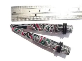Pair Straight Stretchers Tapers Ear Lobe Gauges 0 gauge 0g Red Green Black