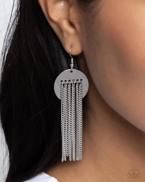 Paparazzi Earring ~ Levitating Leader - Silver