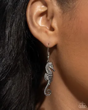 Paparazzi Earring ~ Seahorse Sheen - Silver