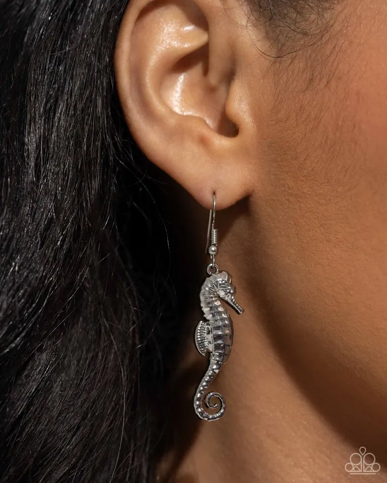 Paparazzi Earring ~ Seahorse Sheen - Silver
