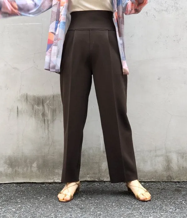 PHEENY/AMUNZEN HIGH WAIST TAPERED PANTS(BROWN)