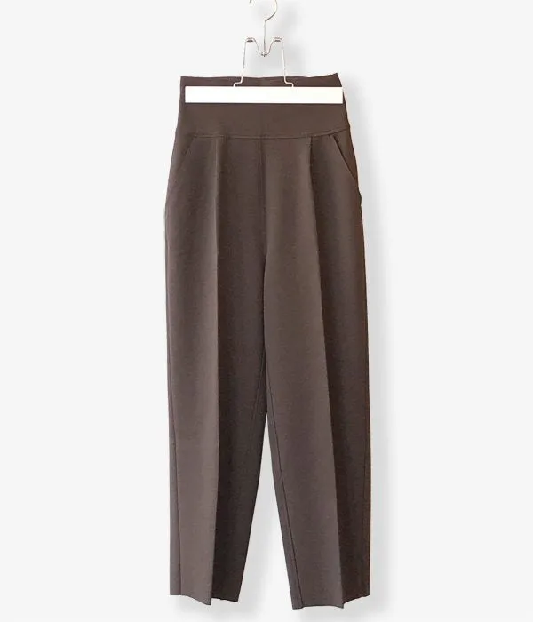 PHEENY/AMUNZEN HIGH WAIST TAPERED PANTS(BROWN)