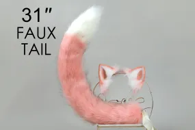 pink cat tail plug and ear set cat ear headband fox tail butt plug wolf tail buttplug tail anal plug neko cosplay kitten ear petplay