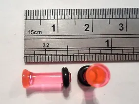 Pink Ear Lobe Plugs Single Flare 8 gauge 8g