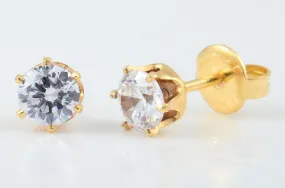 Pre-Sterilised Hypoallergenic Gold 5mm Zircon Crown Earrings Clear (1 pair) - 62-504