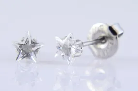 Pre-Sterilised Hypoallergenic Tiffany Surgical Steel CZ 5mm Star Earrings Clear (1 pair) - 33-504