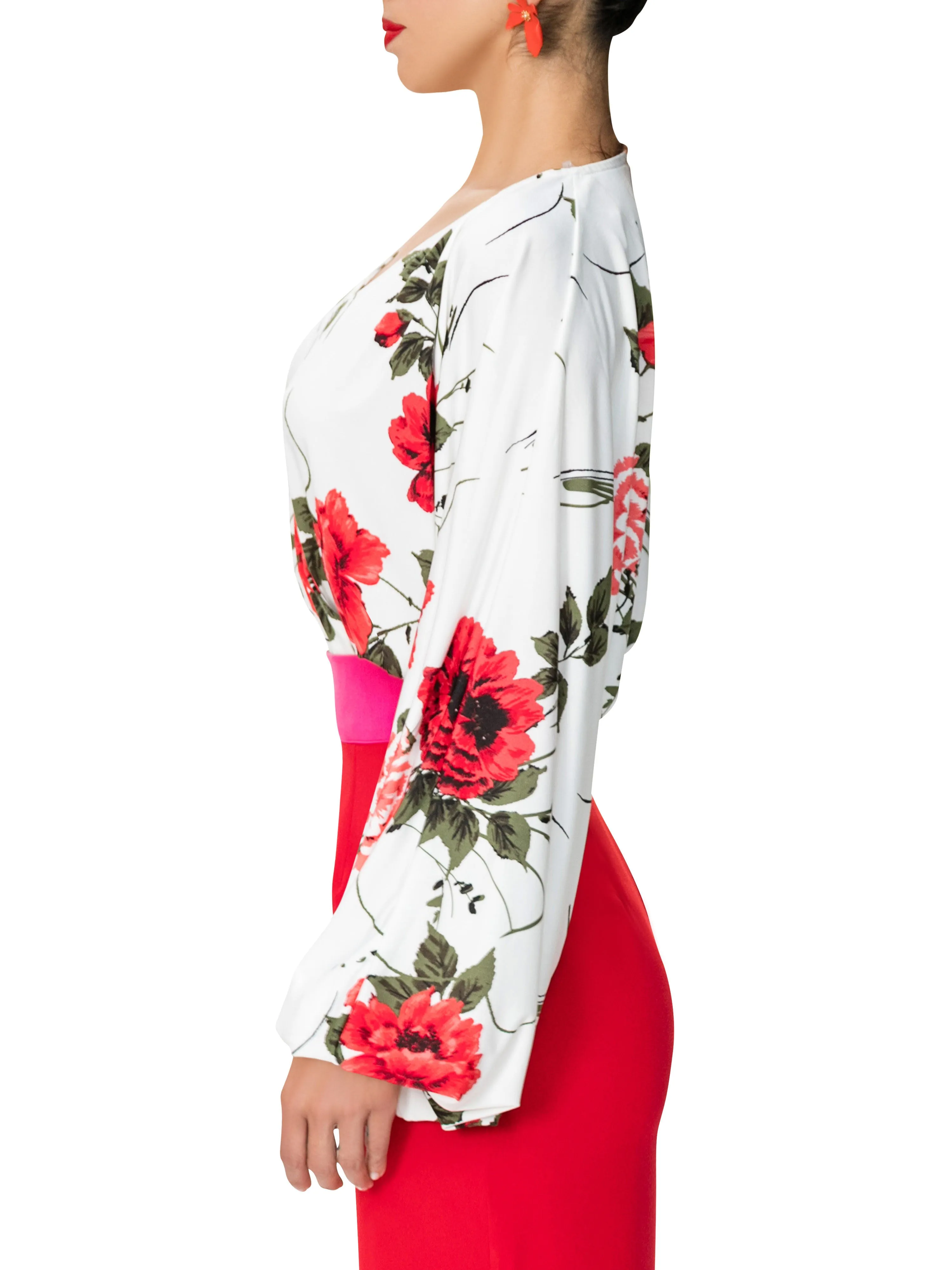 "Simone" Floral V-Neck Bodysuit