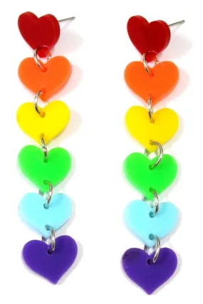 Rainbow Heart Dangle Earrings