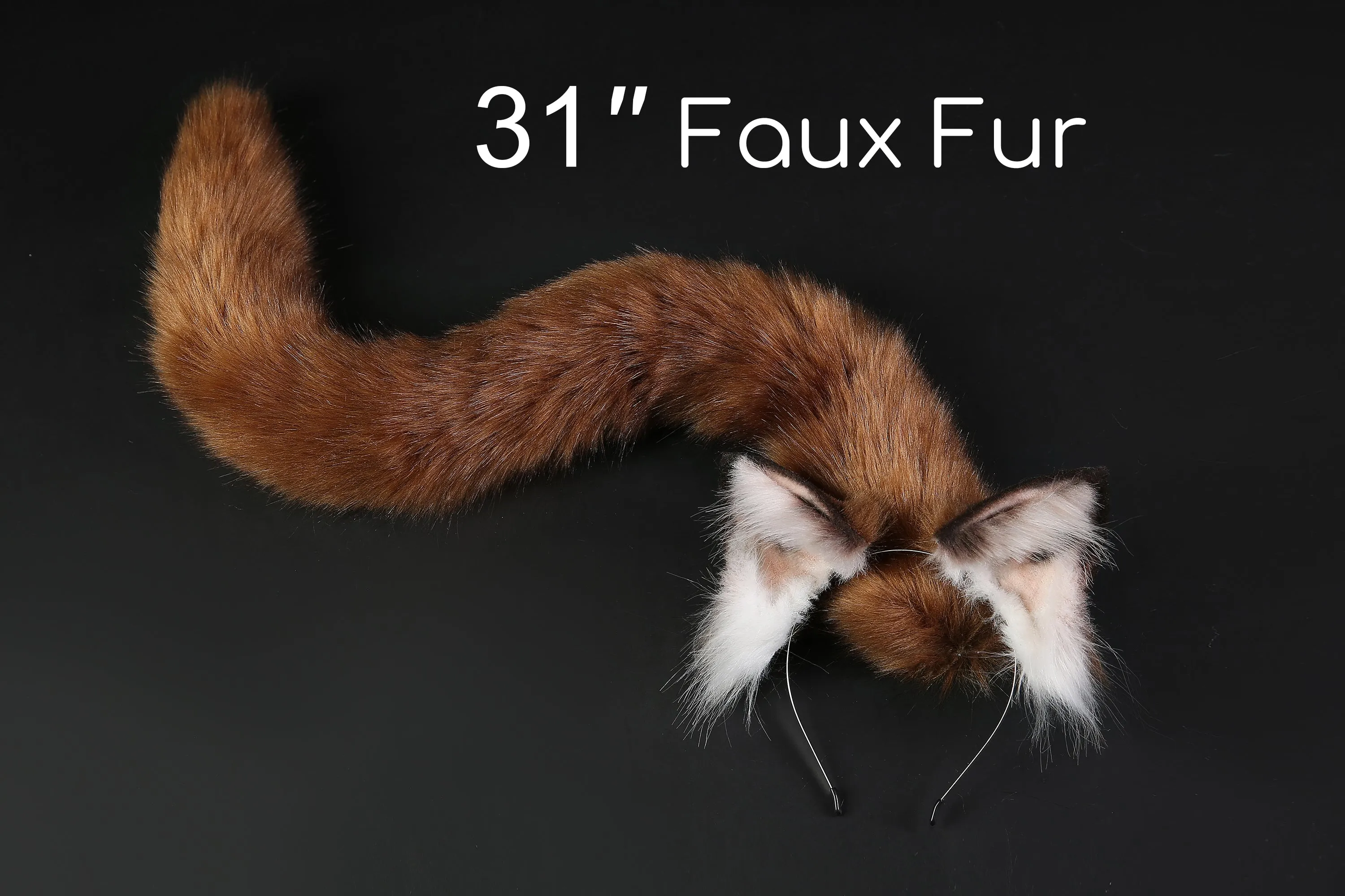 Realistic Brown Kitten Ear and Tail set Brown Kitten Ears and Tail Cat Ear Headband Animal Ear and Tail Plug Set Christmas Gift Mature